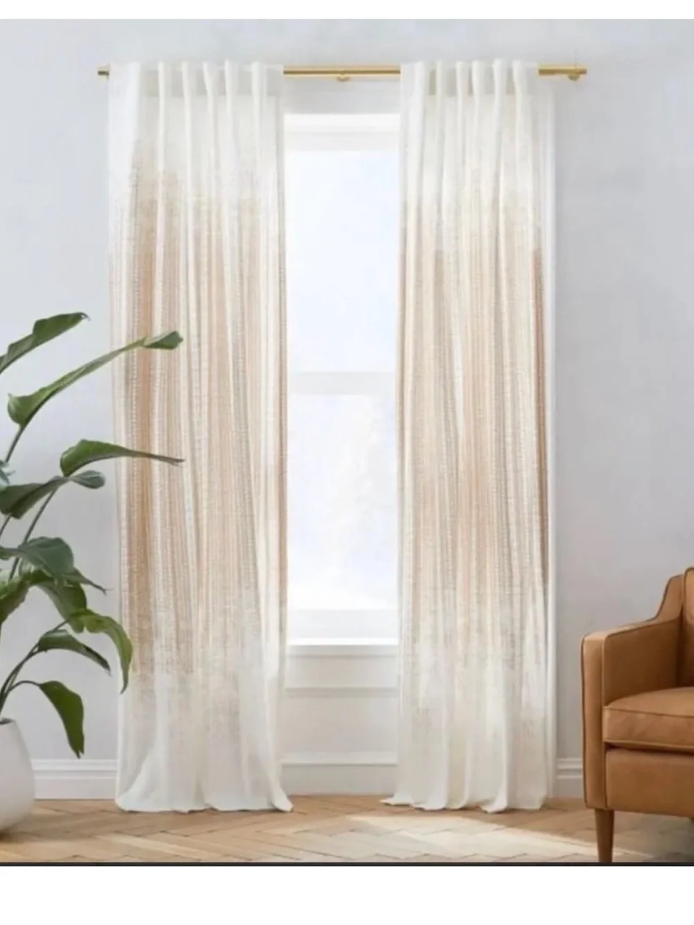 West Elm Echo Print Curtain Gold Dust Single Panel 48x84